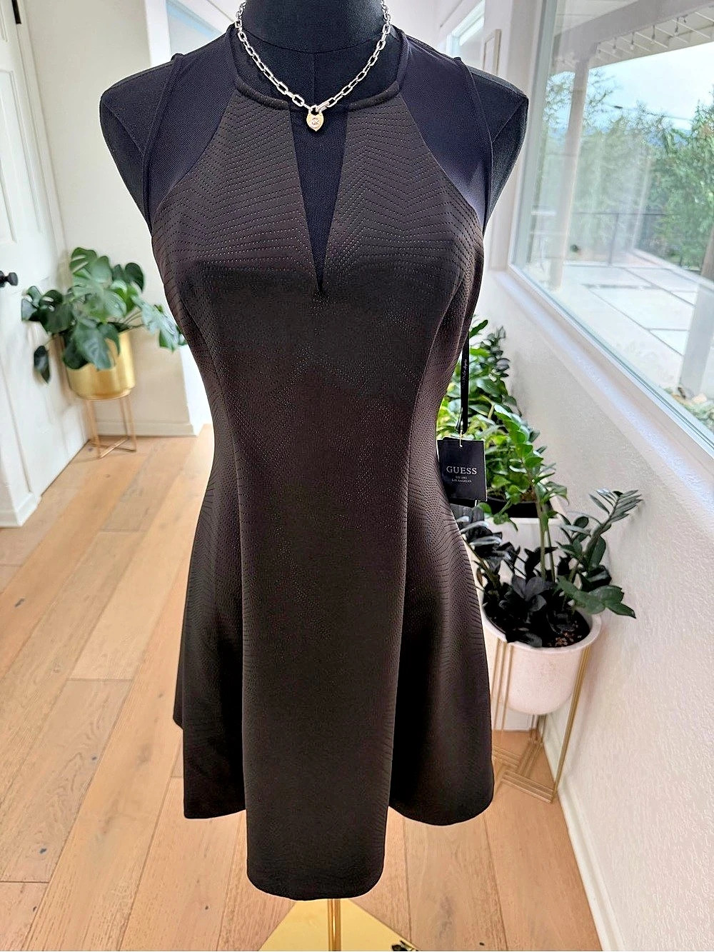 NEW Guess Black Mesh Cocktail Mini Dress Size 2 NWT